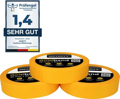 Produktbild von Goldband Malerband Kreppband 3x Malerkrepp 25mm x 50m Profi Klebeband Abdeckband