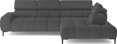 Produktbild von DomoHome Ecksofa PLAZA-L Stoff SOLAR Eckcouch Inkl. Mit Bequemer, Flauschiger Rückenlehne / Longchair Rechts / Industrial Style / L-Form Rechte | 300x99x216 cm | GRAU