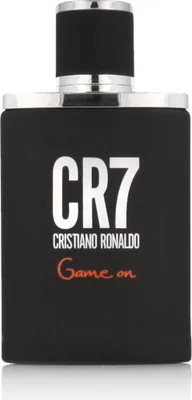 A black bottle of Cristiano Ronaldo CR7 Game On Eau de Toilette for men.