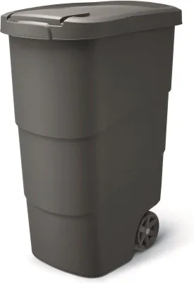 Produktbild von Famanu Abfallcontainer mit Rädern und Deckel - 90 Liter Kunststoff Mülltonne - Universeller Container in Schwarz