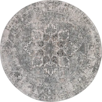 Produktbild von Tapiso Teppich VALLEY Rund Vintage Dunkelgrau Schlafzimmer 200 x 200 cm
