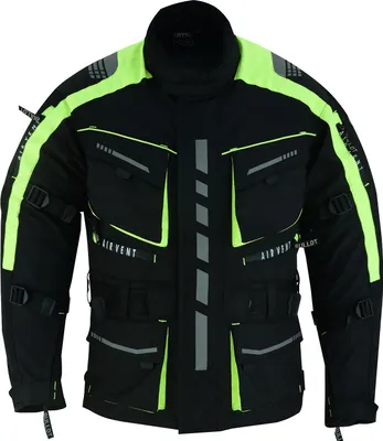 Produktbild von Herren Motorradkombi Textilien motorradjacke + Motorradhose inkl. Protektoren, Größe:60/4XL, Farbe:Neon Gelb