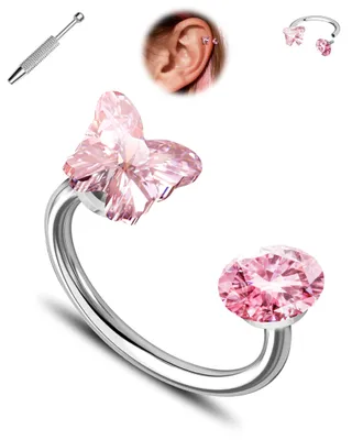 Productafbeelding van Dubbele CZ Hoefijzer Septum Ring 16G van Roestvrij Staal