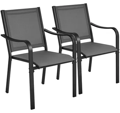 Produktbild von Gartenstuhl Klappstuhl Set - 2er Set stapelbar - Grau - Belastbar bis 136 kg - Für Terrasse und Garten