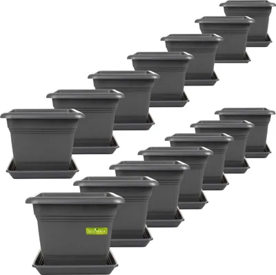 Produktbild von Großer Pflanztopf anthrazit – wetterfest, kubisch, für Garten & Terrasse