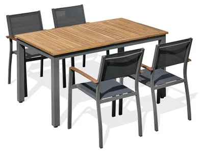 Image de Ensemble repas de jardin 4 places alu et acacia