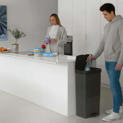 Produktbild von Recycling Papierkorb SP Berner Anthrazit 10 L 30 L x 2 Kunststoff 3 Fächer (1 Stück)