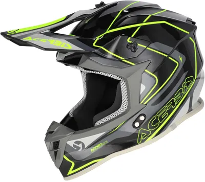Image de Casque de motocross Acerbis Linear 2026, noir/gris/jaune fluo, taille S (55/56)