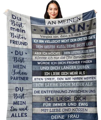 Produktbild von Flanell Decke mit Spruch 150x130cm Geschenk für Männer Ehemann