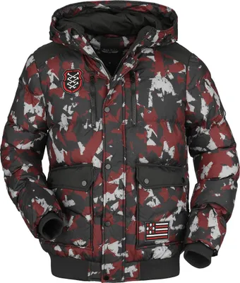 Produktbild von Rock Rebel by EMP Herren camouflage Übergangsjacke in rot-schwarz mit Patches L