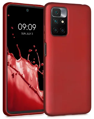 Produktbild von kwmobile Handyhülle für Xiaomi Redmi 10 (2021 / 2022) Hülle - Silikon Case metallisch schimmernd - Schutzhülle Cover - Metallic Dunkelrot