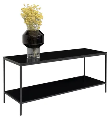 Immagine prodotto di Mobile TV Vita a 2 ripiani in nero con struttura in acciaio, 100×36×45 cm