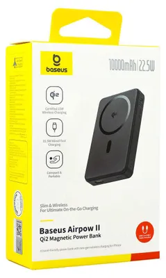 Obrázok produktu pre Baseus Airpow 2, 10000 mAh, Bezdrôtové nabíjanie, 3,7 V, 22,5 W, Čierna