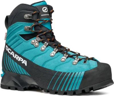Bergschuh für Damen in Türkis und Schwarz von Scarpa; Modell Ribelle HD Wmn Mountain Elite; mit Schnürung und robustem Design.