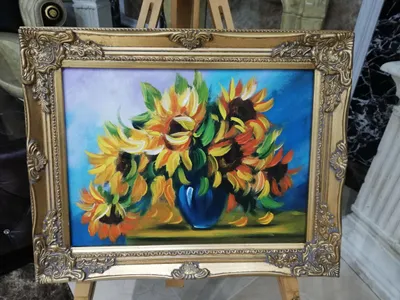 Image de Tournesols - Fleurs, plantes, images, peintures, tableaux, peintures à l'huile, tableaux à l'huile avec cadre,