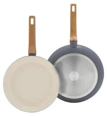 Bratpfannen-Set 2er, 26+30 cm, antihaftbeschichtet, Keramik, grau
