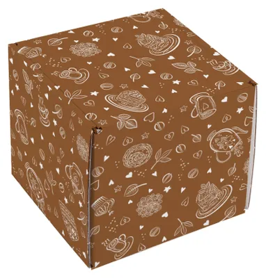 Produktbild von Geschenkbox für Tassen mit Kaffee-Motiv – Geschenkverpackung aus stabiler Pappe (Größe: H)