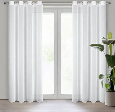 Produktbild von Eurofirany 408497, Durchscheinend, Weiß, Einfarbig, Polyester, Ring, 80 g/m²