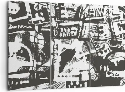 Produktbild von Bild auf Leinwand - Leinwandbild - 3 Teile - Schwarzweiß Figuren Abstraktion - 165x110cm - Wand Bild - Wanddeko - Wandbilder - Leinwanddruck - Bilder - Wanddekoration - Leinwand bilder CE165x110-5125