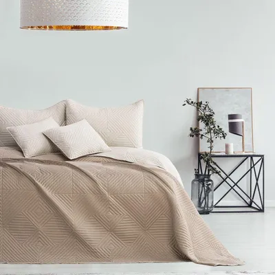 Zdjęcie produktu dla Luksusowa narzuta na łóżko Softa z gładkim dwustronnym wzorem - Narzuta dwustronna, rozmiar: 170 x 210 cm, kolor: Cappuccino / Beige