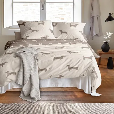Produktbild von Irisette Edel-Feinbiber Bettwäsche Dackel Meran 8912 natur 135x200 cm + 80x80 cm