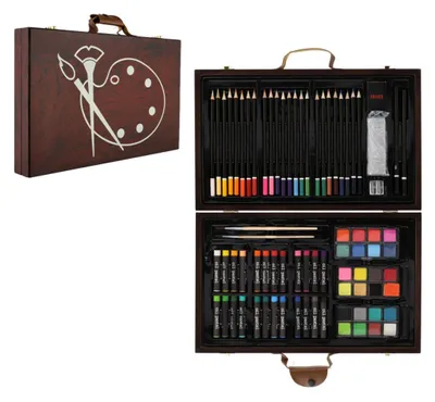 Produktbild von Malset – Art Box Kreativset, 79-teilig, im Holzkoffer mit Folienverpackung, 37 x 23 x 5 cm