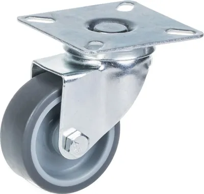 Produktbild von 50mm-Lenkrolle mit grauem TPR-Gummi auf Polypropylen-Mittelrad