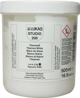 Obrázok produktu pre Lukas Studio Plastic Pot Olejová farba Titanium White 500 ml 1 ks