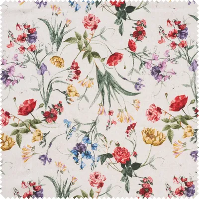 Produktbild von Dekostoff Leinenoptik "Sommerblumen", 140 cm breit, Meterware