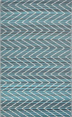 Produktbild von BELIANI Venkovní koberec modrý polypropylen 120 x 180 cm obdélníkový tvar geometrický vzor moderní styl terasa balkon