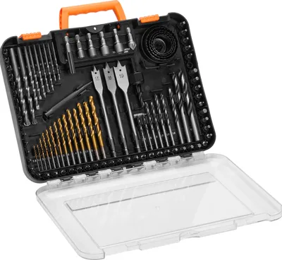 Obrázek produktu pro SucceBuy sada vrtáků, 100 dílů, univerzální, v kufříku,3 x lopatkové vrtáky,12,2 x 9 x 1,6 / 310 x 230 x 40 mm
