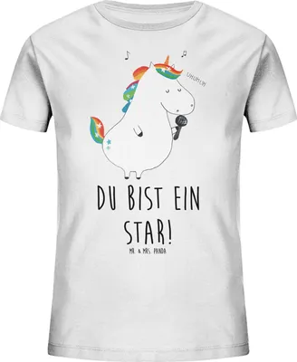 Produktbild von Mr. & Mrs. Panda Kleinkinder T-Shirt Einhorn Sänger 12-14 Jahre (152/164) - Weiß - Geschenk, Kinder, Teenager, Disco, Einhörner, Öko, Geburtstag, Kindershirt, Konfetti