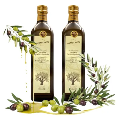 Zdjęcie produktu dla Voliotis | Oliwa z oliwek 2x750 ML - Niska kwasowość - Niefiltrowana - Extra Virgin - Zielonkawy kolor - z Grecji - EVO - Szklana butelka