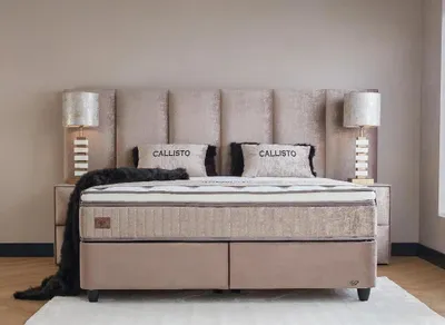 Produktbild von Boxspringbett Callisto 180 x 200 cm Komplettset Beige Voll-orthopädisches Komfortbett mit Bettkasten, inkl. Lieferung und Montage
