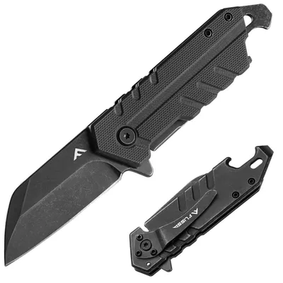 Productafbeelding van Vouwmes met G10 handgreep, eenhandig mes met flessenopener, outdoor mes voor kamperen, jagen en wandelen, zwart