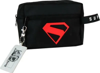 Zdjęcie produktu dla Kosmetyczka dziecięca Superman Black 100% poliuretan Nowoczesna 22 x 16 x 0,8 cm