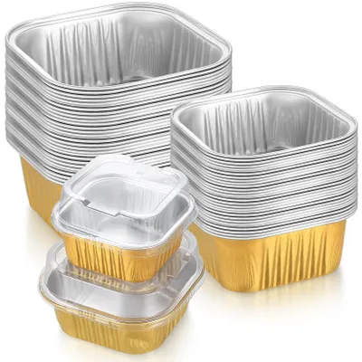 30er Set Muffin-Backformen aus Alufolie mit Deckel, 15 große + 15 kleine