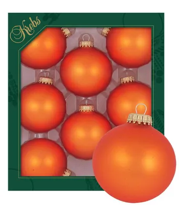 Weihnachtskugeln aus Glas, 8 Stück, matt orange, 7 cm
