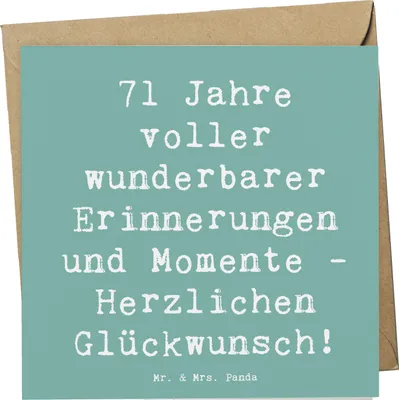 Produktbild von Mr. & Mrs. Panda Glückwunschkarte Spruch 71. Geburtstag Erinnerungen - Meeresbrise - Geschenk, Feier, Liebe, 71 Jahre, Geschenkideen, Klappkarte, faltkarte, Jubiläum