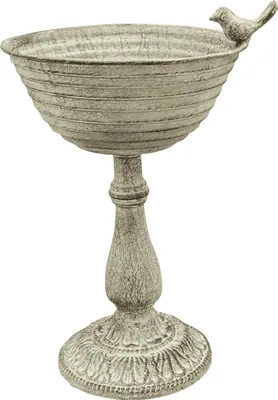 Produktbild von Exner | Vogeltränke Retro - 32 cm - Grau - Elegantes Design - Dekorative Fußstütze - Rustikaler Charme