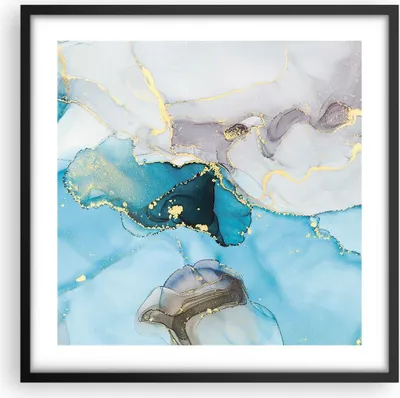 Produktbild von Gerahmtes Poster - Schwarzer Rahmen - Marmor Modern Blau - 50x50 cm - Wand Bild - Wanddeko - Wandbilder - Kunstposter - Wandposter - Bilderrahmen - Bilder - Kunstdruck - P2BAC50x50-4792