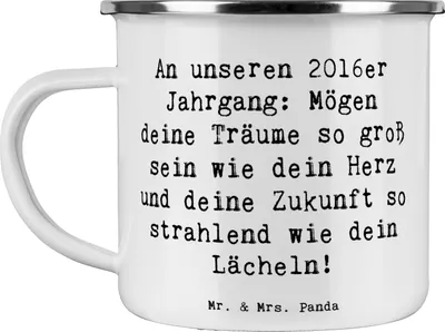 Produktbild von Mr. & Mrs. Panda Pott Spruch 2016 Geburtstag Glückwunsch - Weiß - Geschenk, Happy Birthday, becher emaille, Alter, Tasse, Geburtstagsgeschenk, inspirierende Botschaft