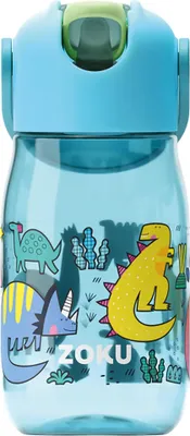 Obrázek produktu pro Hrnek na pití s brčkem, 415 ML, dinosaurus, bez BPA - Zoku | Kids Flip