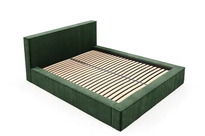 Produktbild von Sofello Einfaches Polsterbett Moderne Form FILO GRUEN 200x200 aus Kordstoff mit Holz-Lattenrost Modernes Design in trendigen Farben, ohne Stauraum