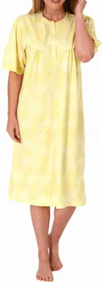 Produktbild von Elegantes frauliches Damen kurzarm Nachthemd,105 cm Länge, Knopfleiste am Hals ; vanille , 40