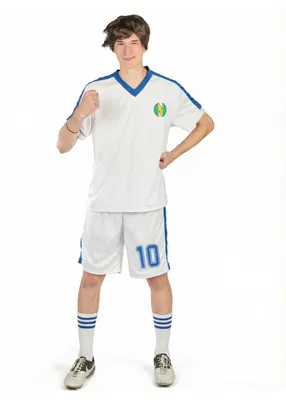 Produktbild von Fußballer Kostüm für Herren weiß-blau - XL