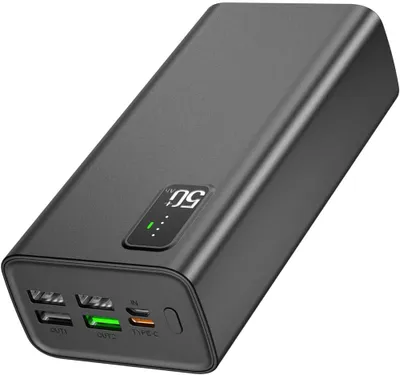 Produktbild von Powerbank 30000mAh, QC3.0 22,5W & USB C PD 20W Externer Akku, 2 Eingänge & 5 Ausgänge, tragbares Ladegerät für Handy, Kamera, Tablet, Headset