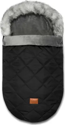 Produktbild von Bellochi Schwarz Black Pik Fußsack Kinderwagen Winter Universal Fußsack Buggy Winter -   Kuschelig Warme Wintersack Kinderwagen mit Reißverschluss und Pelz