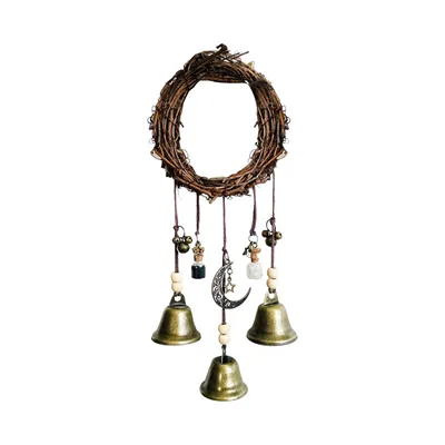 Image de Carillon Wiccan, carillon mural, cloche de prière, cloche de sorcière suspendue, pendentif décoratif de sorcellerie