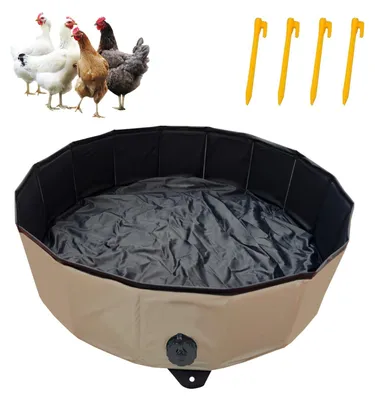 Imagen del producto de Elzusha - Bañera plegable para gallinas, 80 x 20 cm - Contenedor de PVC para accesorios de gallineros